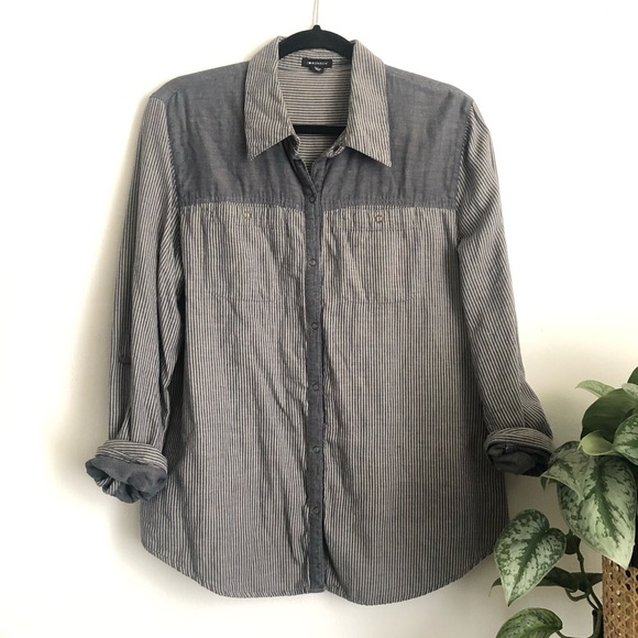 I ❤️ RONSON Striped Chambray Shirt - Picture 1 of 7